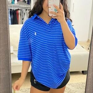 Vintage Blue Striped Polo Ralph Lauren Shirt Size XL